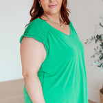 Ruched Cap Sleeve Top in Emerald