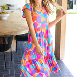 Bold & Beautiful Multicolor Abstract Floral Fit & Flare Midi Dress