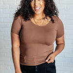 Everyday Scoop Neck Short Sleeve Top in Coffee