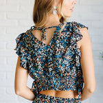 Flutter of Florals V-Neck Crop and Skirt Set