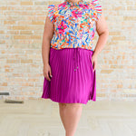 Just a Flirt Pleated Skirt in Magenta