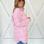 Pink Oversized Tweed Shacket