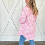 Pink Oversized Tweed Shacket