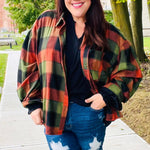 Rock'n Plaid Olive & Rust Button Down Oversized Shirt