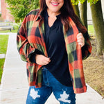 Rock'n Plaid Olive & Rust Button Down Oversized Shirt