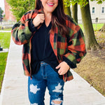 Rock'n Plaid Olive & Rust Button Down Oversized Shirt