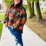 Rock'n Plaid Olive & Rust Button Down Oversized Shirt