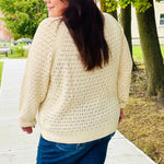 Follow Me Oatmeal Pointelle Knit Button Down Cardigan