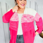 Always Fun Fuchsia Ombre Cable Knit Cardigan