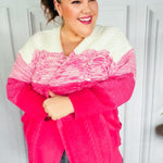 Always Fun Fuchsia Ombre Cable Knit Cardigan