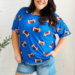 Game Day Blue Football Print Knit Top