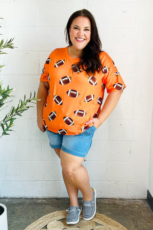 Game Day Orange Football Print Knit Top