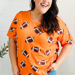 Game Day Orange Football Print Knit Top