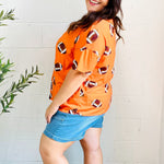 Game Day Orange Football Print Knit Top