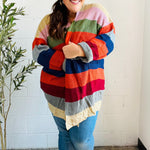 Weekend Ready Multicolor Striped Slouchy Open Cardigan