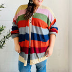 Weekend Ready Multicolor Striped Slouchy Open Cardigan