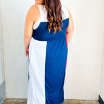 Patriotic Color Block Fit & Flare Maxi Dress