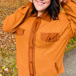 Rust Waffle Button Down Oversized Shacket