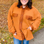 Rust Waffle Button Down Oversized Shacket