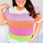 Get Started Lavender & Orange Stripe Jacquard Sweater Top