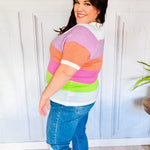 Get Started Lavender & Orange Stripe Jacquard Sweater Top