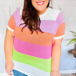 Get Started Lavender & Orange Stripe Jacquard Sweater Top