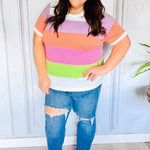 Get Started Lavender & Orange Stripe Jacquard Sweater Top