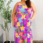 Diva Dreams Multicolor Tropical Floral Fit & Flare Maxi Dress