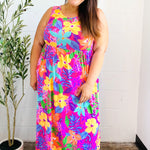 Diva Dreams Multicolor Tropical Floral Fit & Flare Maxi Dress