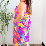 Diva Dreams Multicolor Tropical Floral Fit & Flare Maxi Dress