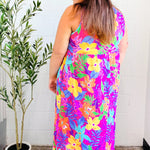 Diva Dreams Multicolor Tropical Floral Fit & Flare Maxi Dress