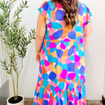 Bold & Beautiful Multicolor Abstract Floral Fit & Flare Midi Dress