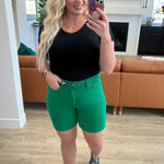 Jenna High Rise Control Top Cuffed Shorts in Green