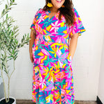 Tropical Trance Fuchsia Floral Smocked Waist Maxi Dress