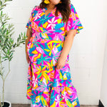 Tropical Trance Fuchsia Floral Smocked Waist Maxi Dress