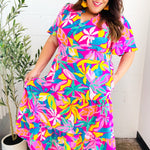 Tropical Trance Fuchsia Floral Smocked Waist Maxi Dress