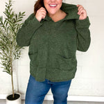 Easy Living Olive Textured Knit Notch Neck Oversized Collar Sweater