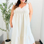 Feeling Your Best Oatmeal Crochet Lace Babydoll Maxi Dress