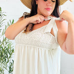 Feeling Your Best Oatmeal Crochet Lace Babydoll Maxi Dress