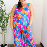 Summer Vibes Multicolor Abstract Floral Sleeveless Wide Leg Jumpsuit