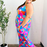 Summer Vibes Multicolor Abstract Floral Sleeveless Wide Leg Jumpsuit