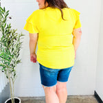 Lovely In Yellow Tiered Double Ruffle Sleeve Woven Top