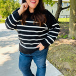 Stand Out Black Striped Oversized Knit Sweater