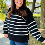 Stand Out Black Striped Oversized Knit Sweater