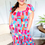 Scarlet & Aqua Geometric Print Wide Leg Jumpsuit