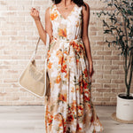 It's All Sunshine V-Neck Floral Dress in Orange