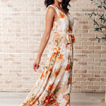 It's All Sunshine V-Neck Floral Dress in Orange