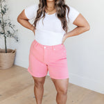 Jenna High Rise Control Top Cuffed Shorts in Pink