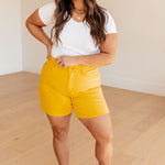 Jenna High Rise Control Top Cuffed Shorts in Yellow