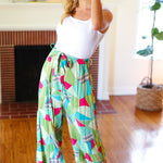 Feeling Couture Ivory & Mint Corded Geo Print Wide Leg Jumpsuit